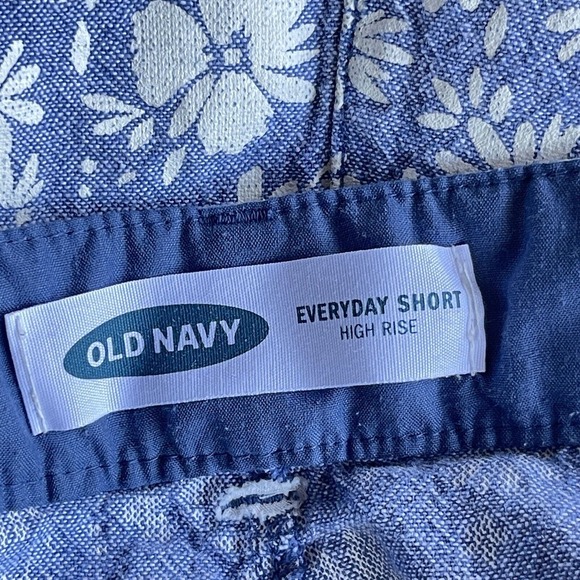 Old Navy Shorts Womens Plus Size 20 Blue Floral Linen Rayon Everyday High Rise - Picture 4 of 10
